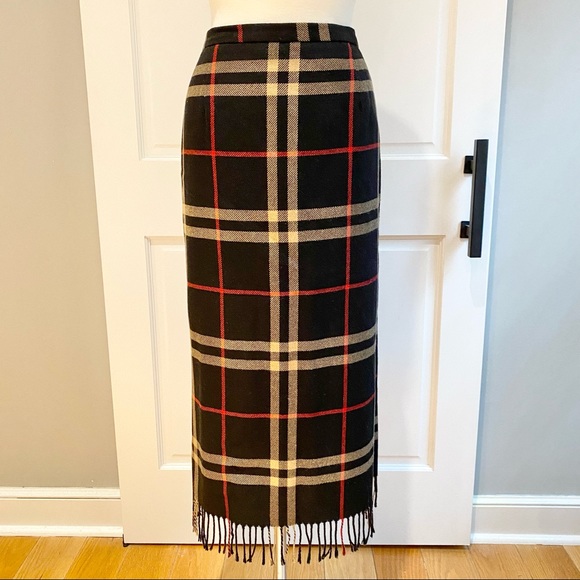 Requirements Dresses & Skirts - Vintage Black Plaid Fringe Bottom Long Skirt